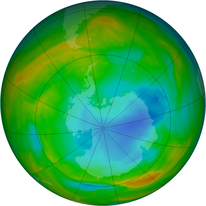 Antarctic ozone map for 25 July 1984